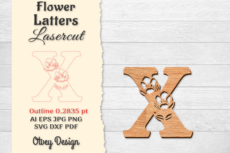 Flower Letters Laser Cut SVG Bundle 104 - CraftNest - Digital Crafting and Art