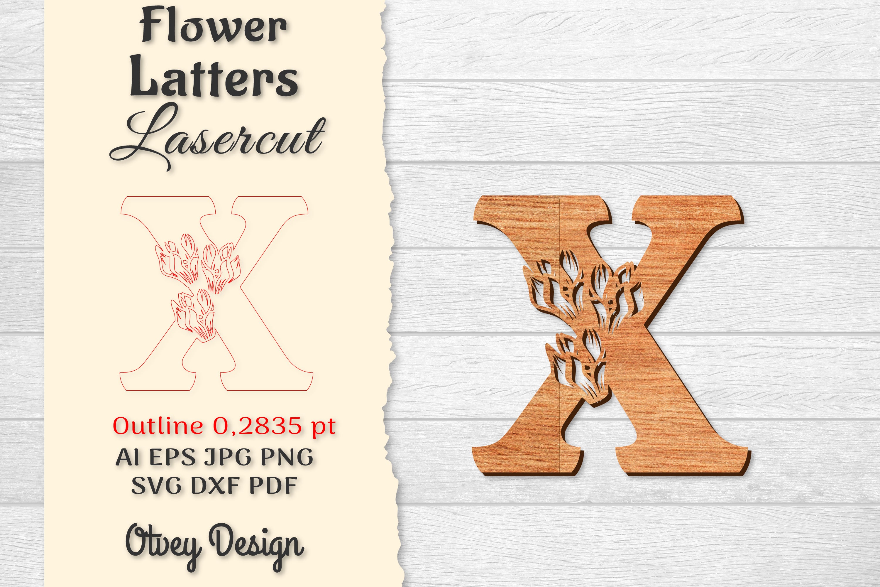 Flower Letters Laser Cut SVG Bundle 121 - CraftNest - Digital Crafting and Art