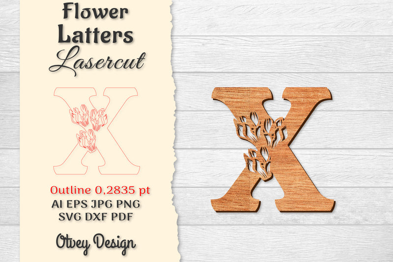 Flower Letters Laser Cut SVG Bundle 121 - CraftNest - Digital Crafting and Art