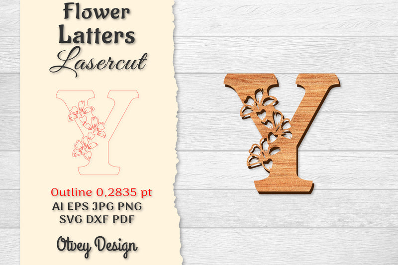 Flower Letters Laser Cut SVG Bundle 152 - CraftNest - Digital Crafting and Art