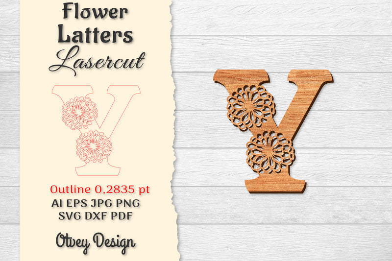 Flower Letters Laser Cut SVG Bundle 48 - CraftNest - Digital Crafting and Art