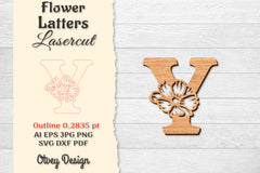 Flower Letters Laser Cut File SVG Bundle 62 - CraftNest - Digital Crafting and Art