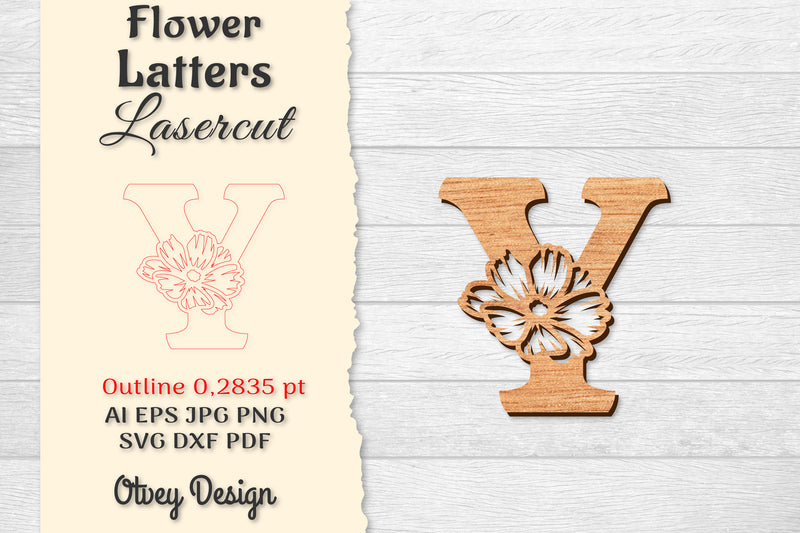Flower Letters Laser Cut File SVG Bundle 62 - CraftNest - Digital Crafting and Art