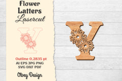 Flower Letters Laser Cut File SVG Bundle 77 - CraftNest - Digital Crafting and Art