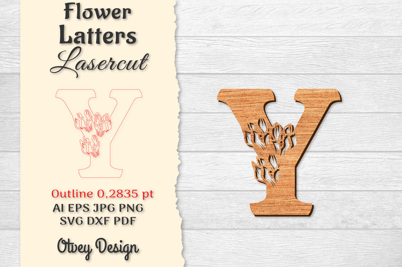Flower Letters Laser Cut SVG Bundle 122 - CraftNest - Digital Crafting and Art