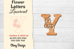 Flower Letters Laser Cut SVG Bundle 140 - CraftNest - Digital Crafting and Art