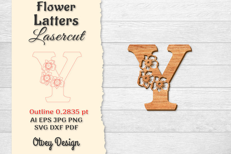 Flower Letters Laser Cut SVG Bundle 140 - CraftNest - Digital Crafting and Art