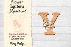 Flower Letters Laser Cut SVG Bundle 86 - CraftNest - Digital Crafting and Art