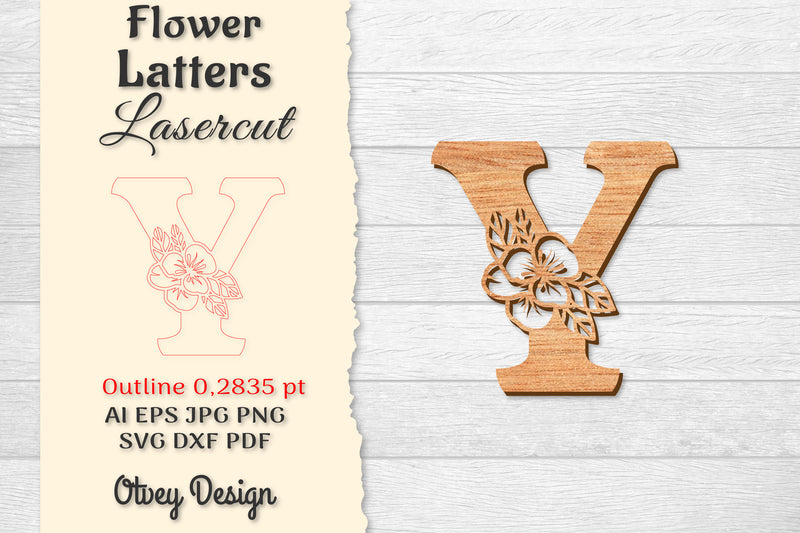 Flower Letters Laser Cut SVG Bundle 86 - CraftNest - Digital Crafting and Art