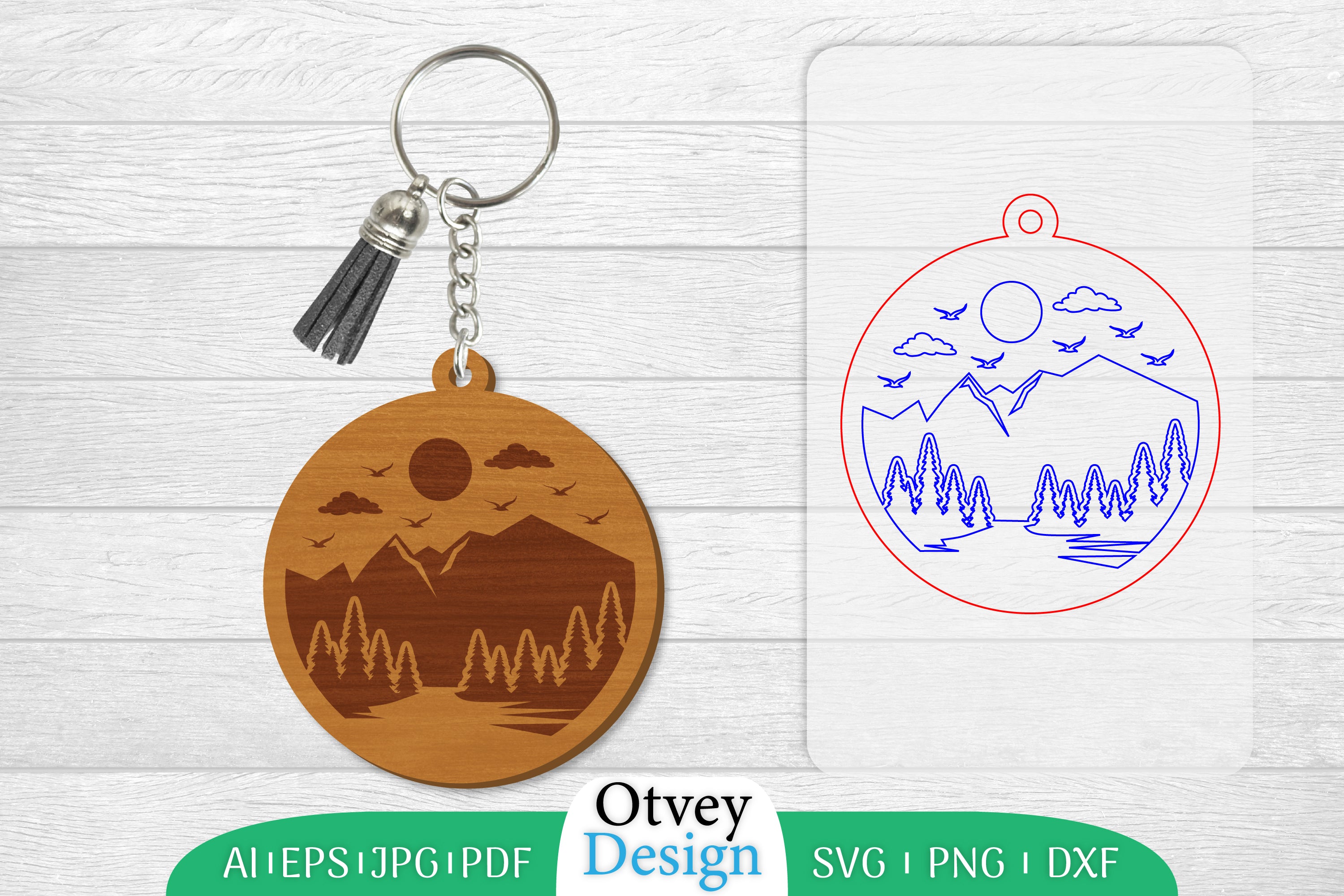 Keychain Sunset Mountain Lasercut SVG Bundle 16 - CraftNest - Digital Crafting and Art