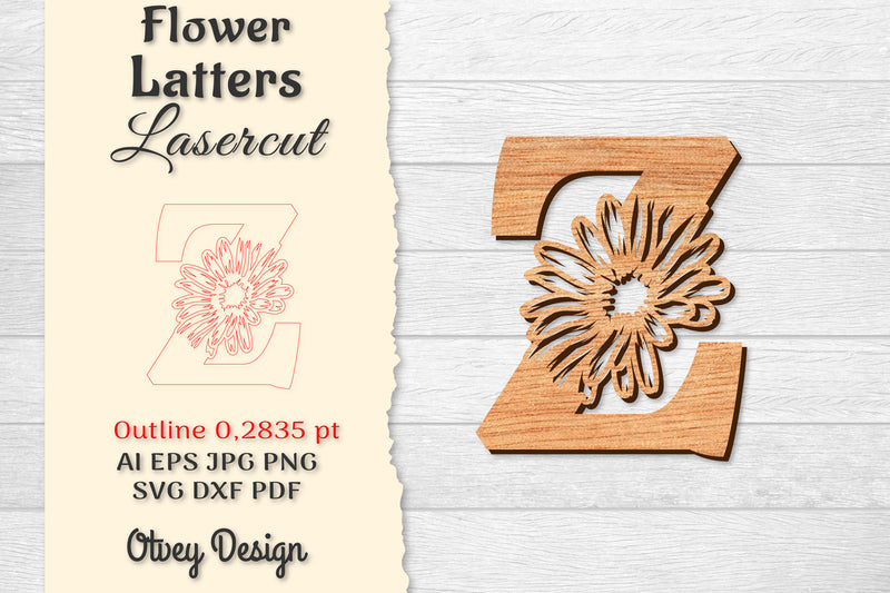 Flower Letters Laser Cut SVG Bundle 20 - CraftNest - Digital Crafting and Art