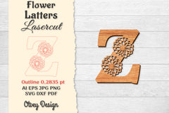 Flower Letters Laser Cut SVG Bundle 49 - CraftNest - Digital Crafting and Art