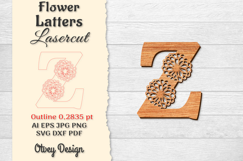Flower Letters Laser Cut SVG Bundle 49 - CraftNest - Digital Crafting and Art