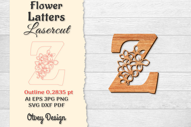 Flower Letters Laser Cut File SVG Bundle 142 - CraftNest - Digital Crafting and Art