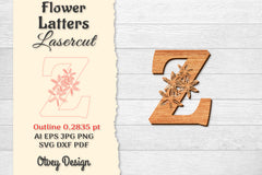 Flower Letters Laser Cut SVG Bundle 61 - CraftNest - Digital Crafting and Art