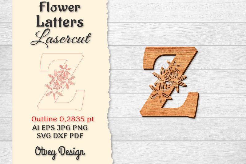 Flower Letters Laser Cut SVG Bundle 61 - CraftNest - Digital Crafting and Art