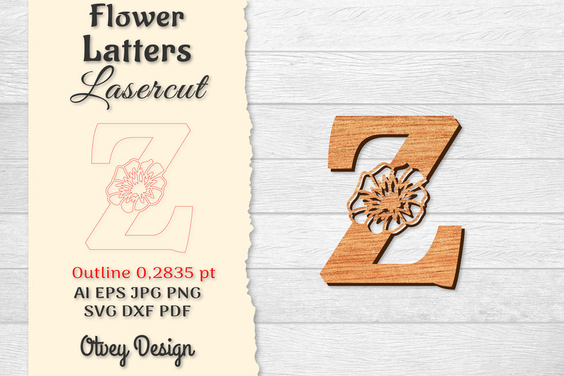 Flower Letters Laser Cut File SVG Bundle 16 - CraftNest - Digital Crafting and Art
