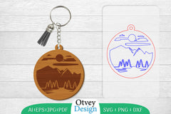 Keychain Sunset Mountain Lasercut SVG Bundle 17 - CraftNest - Digital Crafting and Art