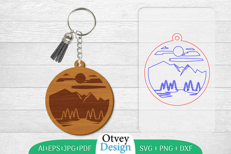 Keychain Sunset Mountain Lasercut SVG Bundle 17 - CraftNest - Digital Crafting and Art