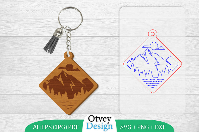 Keychain Sunset Mountain Lasercut SVG Bundle 57 - CraftNest - Digital Crafting and Art