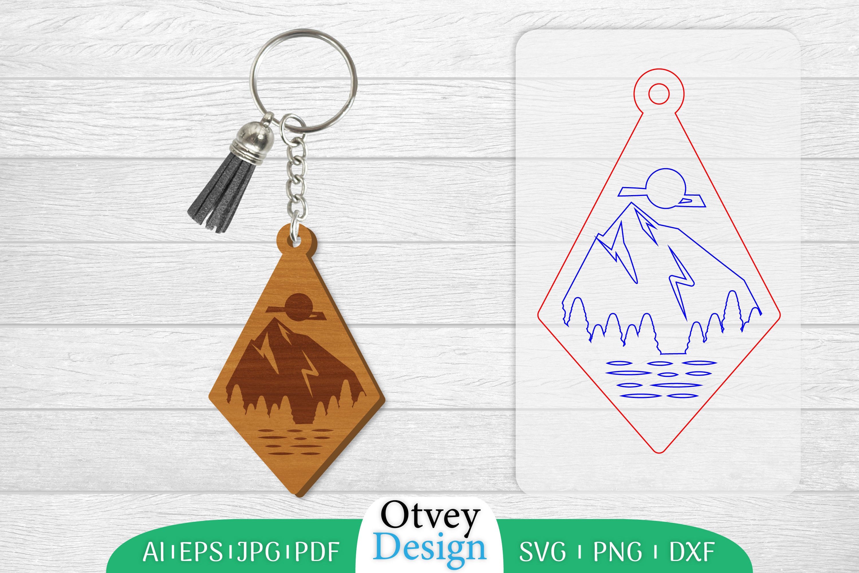 Keychain Sunset Mountain Lasercut SVG Bundle 43 - CraftNest - Digital Crafting and Art