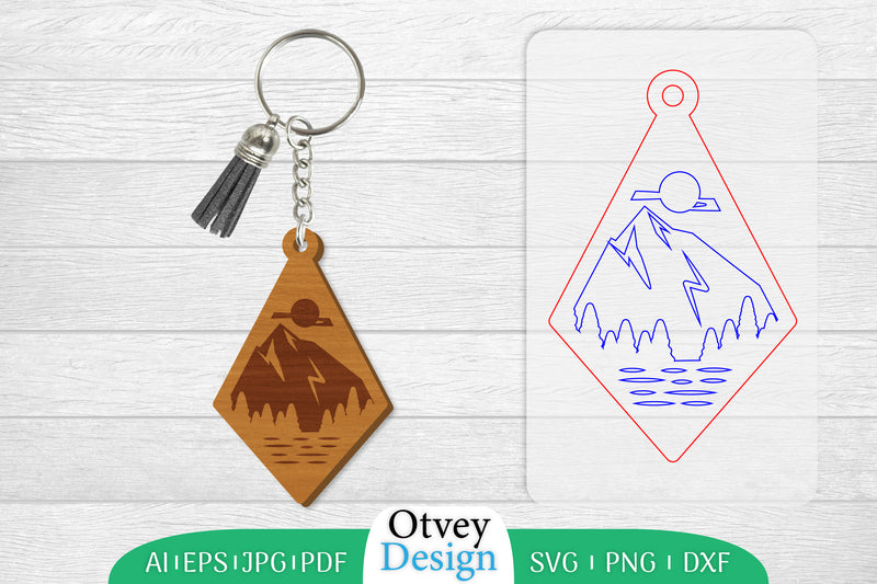 Keychain Sunset Mountain Lasercut SVG Bundle 43 - CraftNest - Digital Crafting and Art