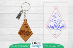 Keychain Sunset Mountain Lasercut SVG Bundle 44 - CraftNest - Digital Crafting and Art