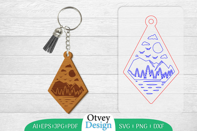 Keychain Sunset Mountain Lasercut SVG Bundle 44 - CraftNest - Digital Crafting and Art