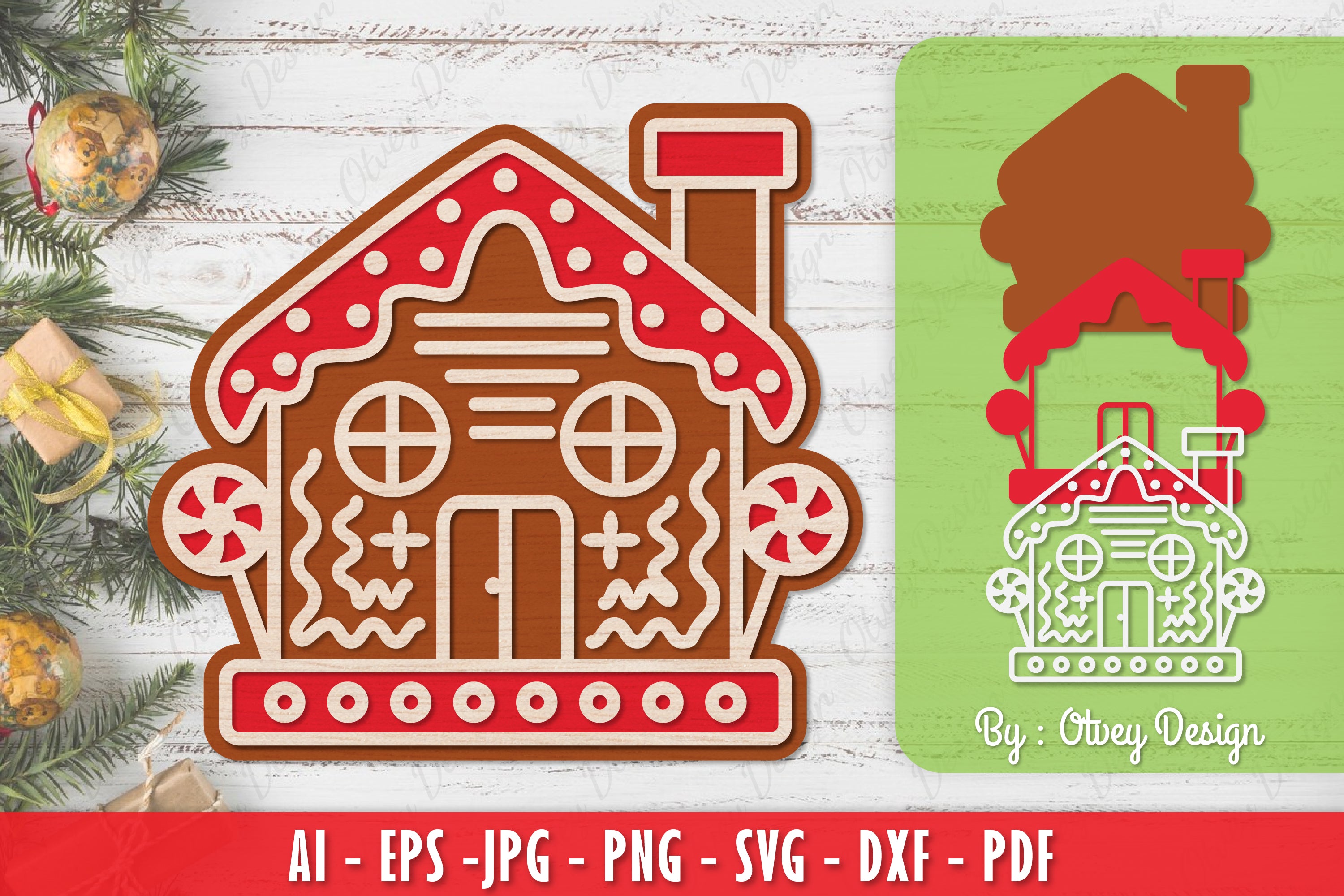Gingerbread House Laser Cut Merry Christmas SVG Bundle 5 - CraftNest - Digital Crafting and Art