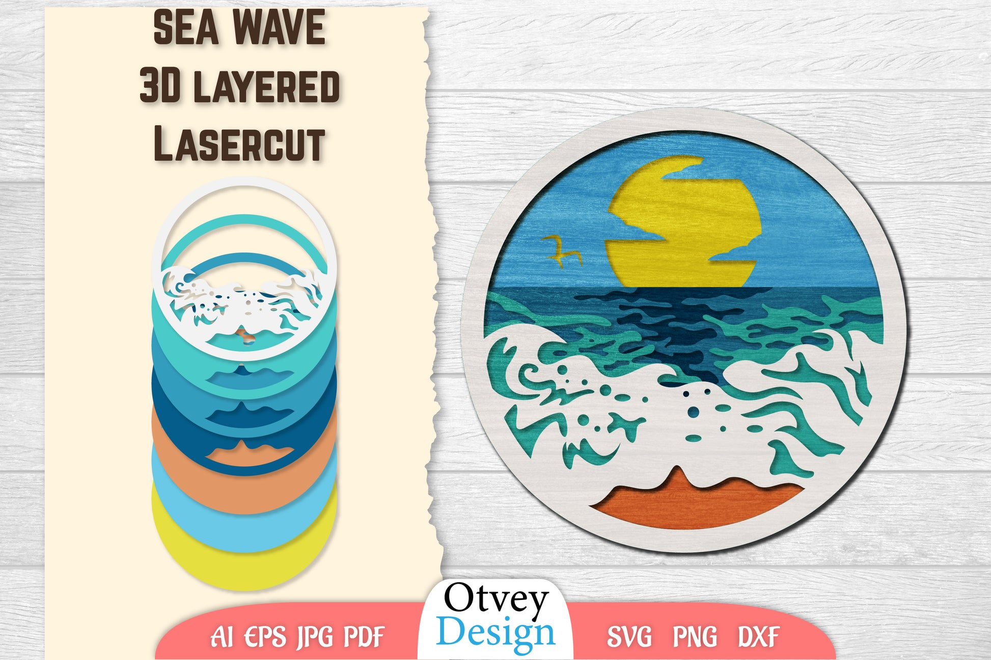 Sea Wave 3D Layered Lasercut SVG Bundle 2 - CraftNest - Digital Crafting and Art