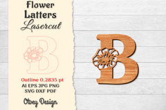 Flower Letters Laser Cut File SVG Bundle 6 - CraftNest - Digital Crafting and Art