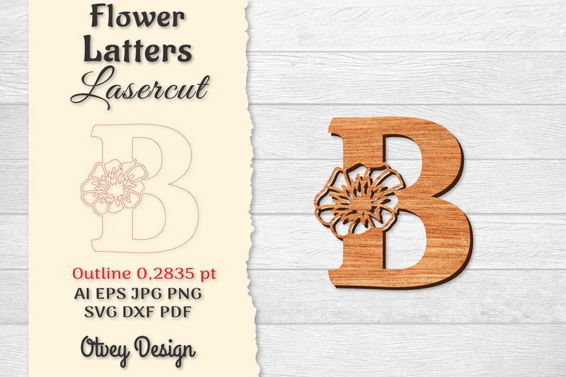 Flower Letters Laser Cut File SVG Bundle 6 - CraftNest - Digital Crafting and Art