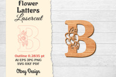 Flower Letters Laser Cut SVG Bundle 78 - CraftNest - Digital Crafting and Art