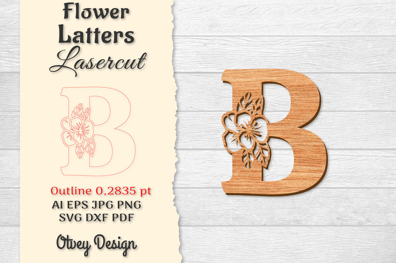 Flower Letters Laser Cut SVG Bundle 78 - CraftNest - Digital Crafting and Art