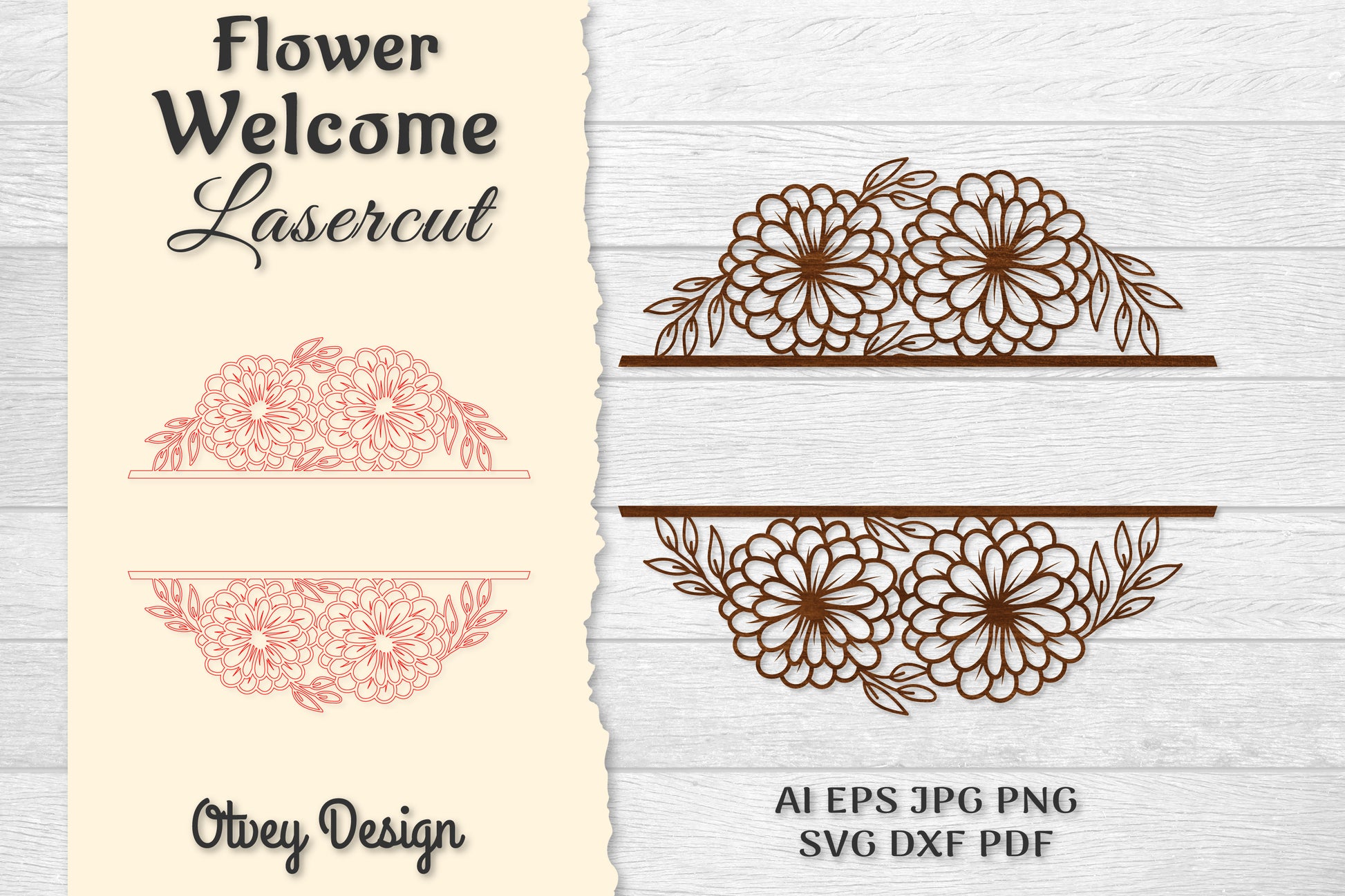 Flower Welcome Slip Lasercut SVG Bundle 2 - CraftNest - Digital Crafting and Art