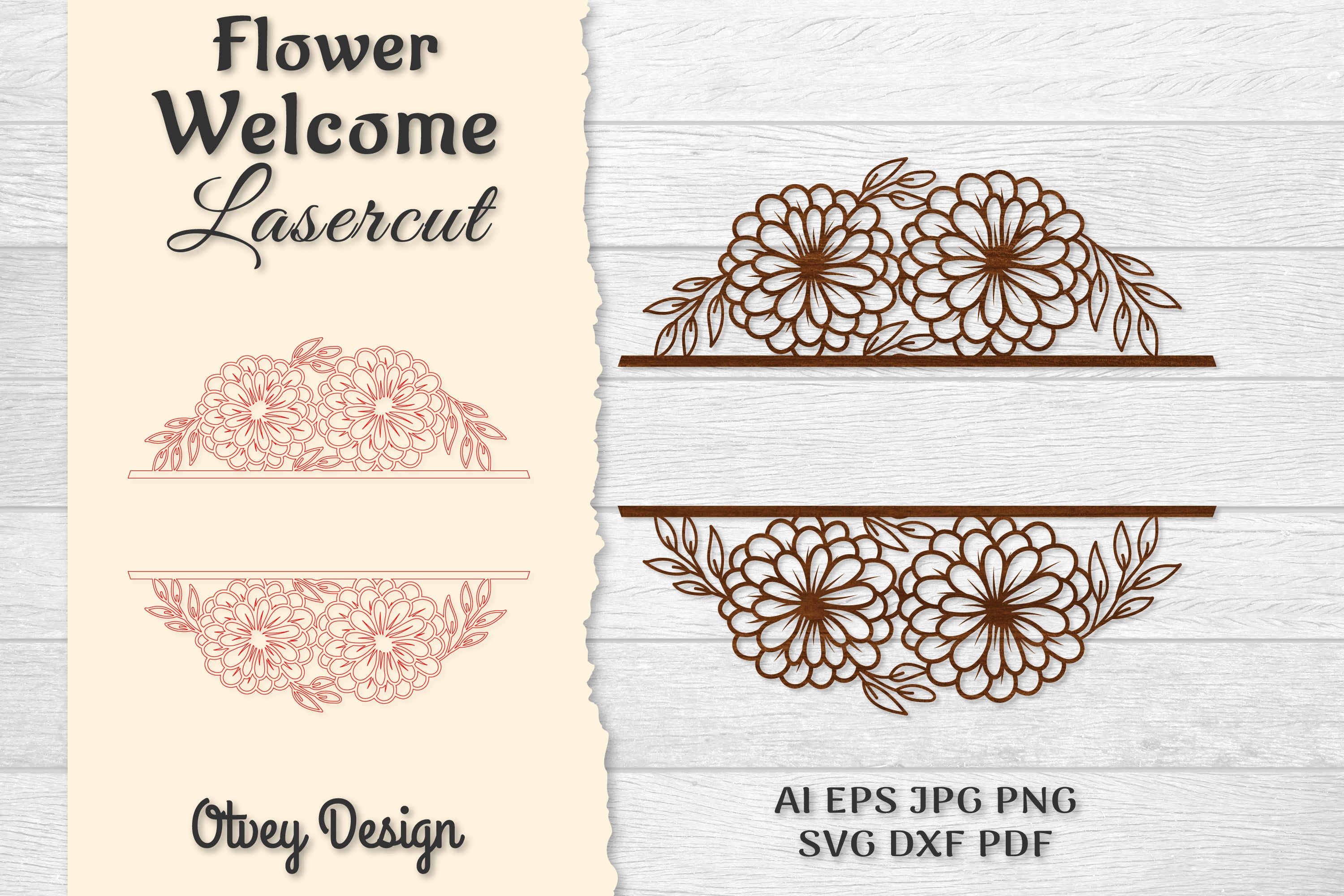 Flower Welcome Slip Lasercut SVG Bundle 2 - CraftNest - Digital Crafting and Art