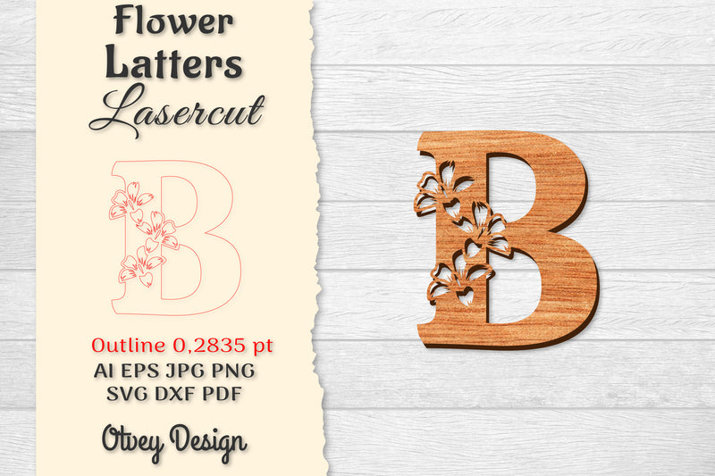 Flower Letters Laser Cut File SVG Bundle 118 - CraftNest - Digital Crafting and Art