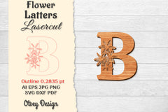 Flower Letters Laser Cut File SVG Bundle 29 - CraftNest - Digital Crafting and Art
