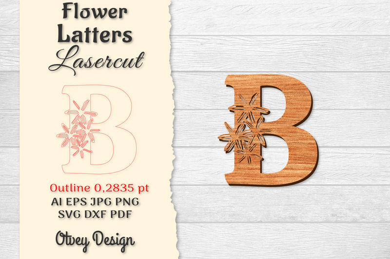 Flower Letters Laser Cut File SVG Bundle 29 - CraftNest - Digital Crafting and Art