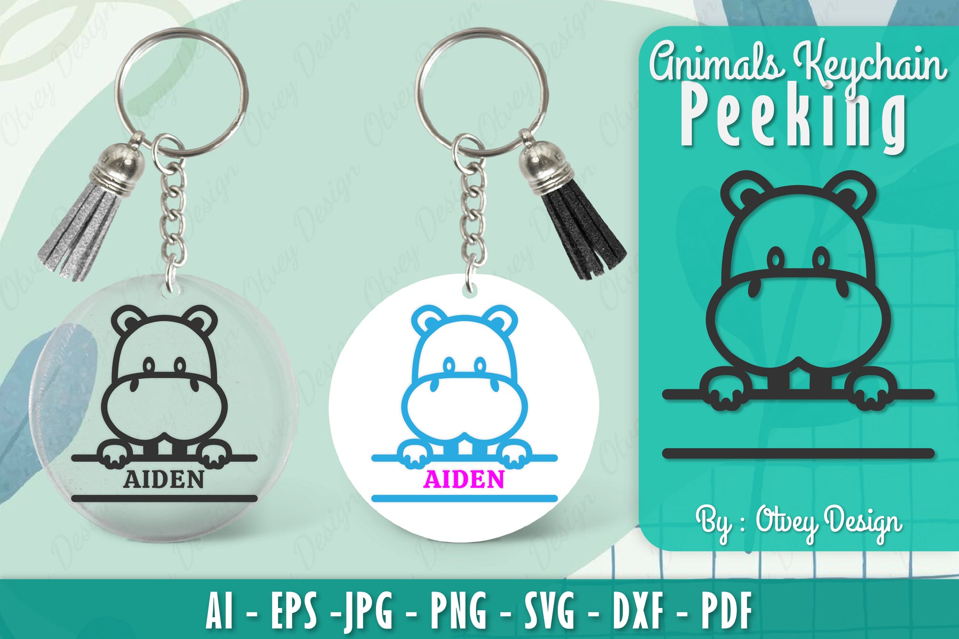 Animals Peeking Keychain SVG Bundle 8 - CraftNest - Digital Crafting and Art