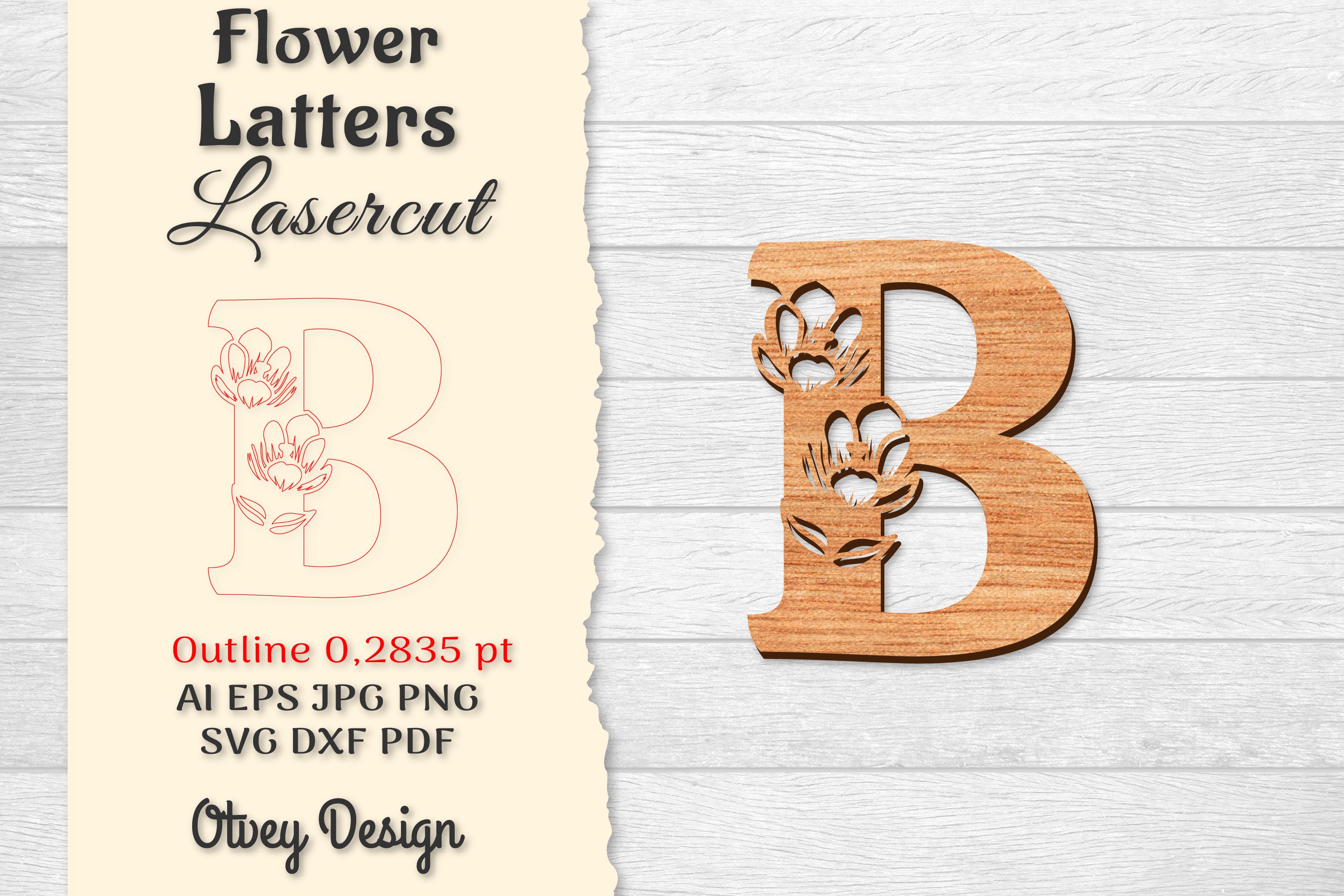5 Flower Letters Laser Cut SVG Bundle 88 - CraftNest - Digital Crafting and Art