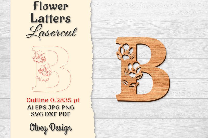 5 Flower Letters Laser Cut SVG Bundle 88 - CraftNest - Digital Crafting and Art