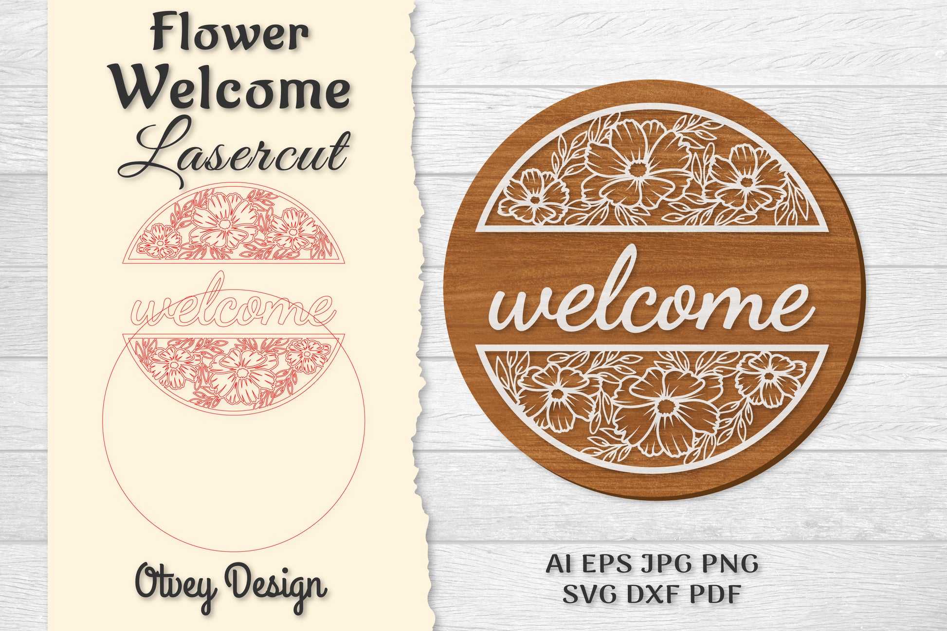 Flower Welcome Lasercut SVG Bundle 401 - CraftNest - Digital Crafting and Art