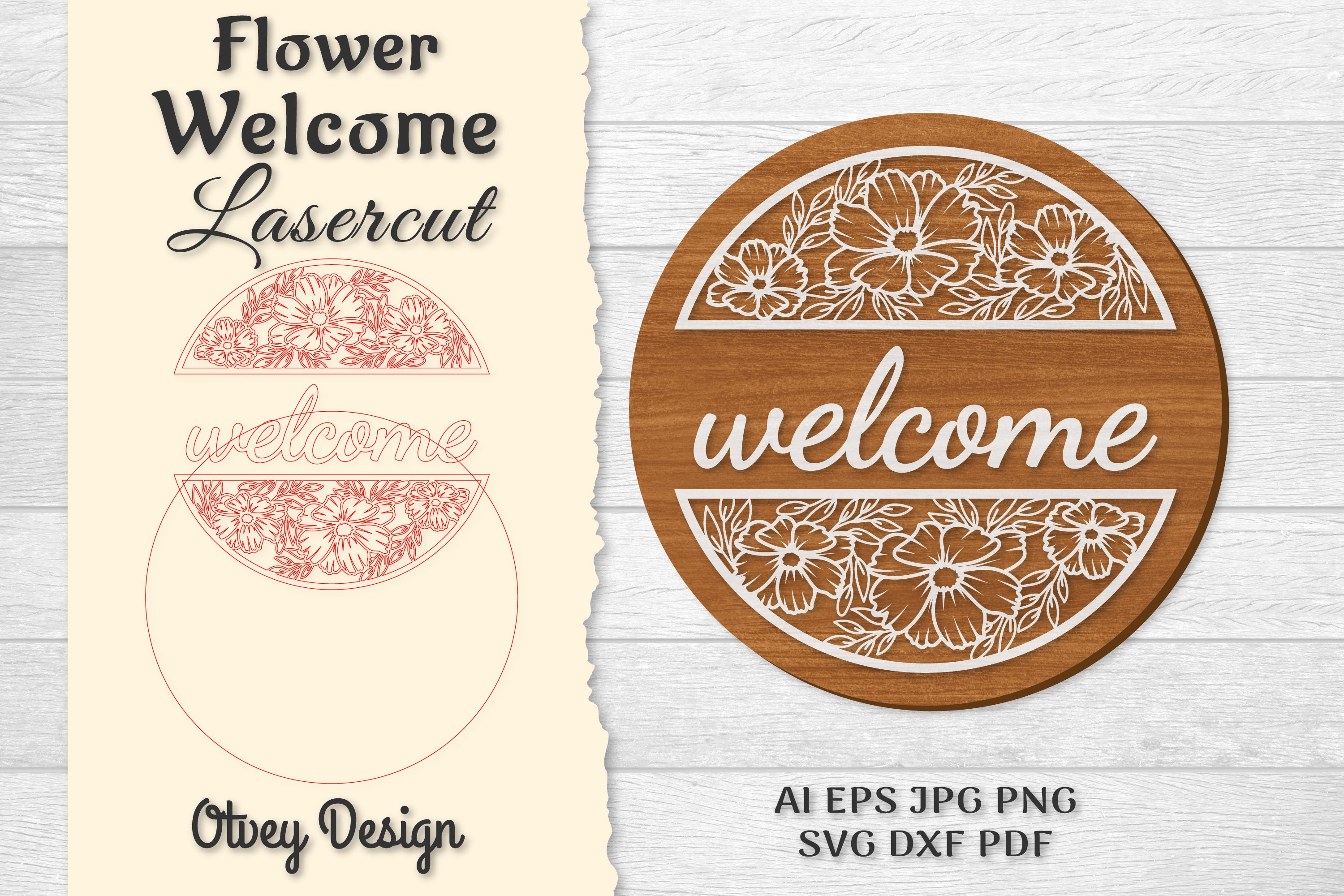 Flower Welcome Lasercut SVG Bundle 401 - CraftNest - Digital Crafting and Art