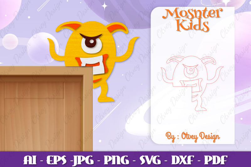 Monster Kids Corner Door Lasercut SVG Bundle 2 - CraftNest - Digital Crafting and Art