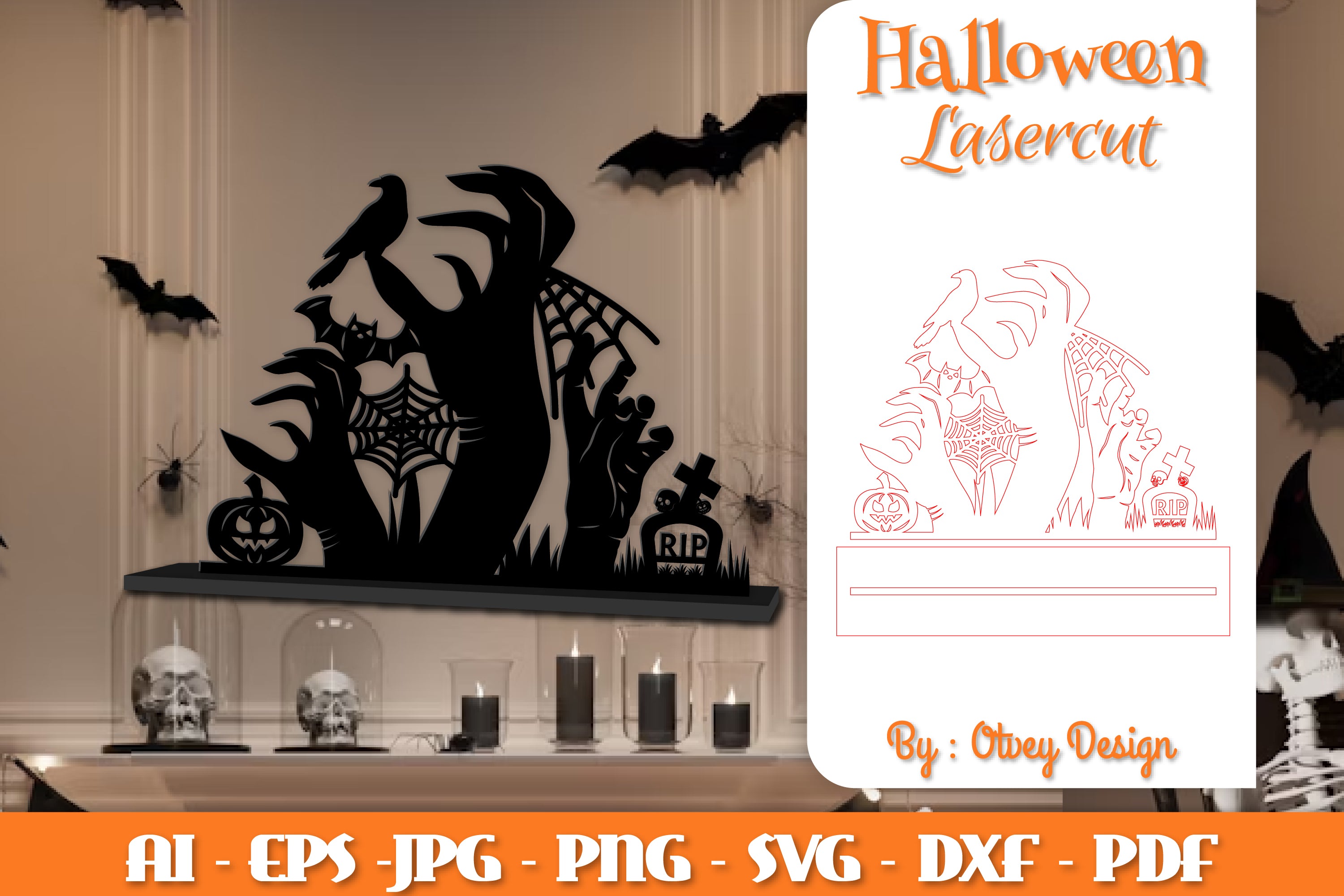 Halloween Decorations Lasercut SVG Bundle
