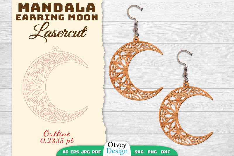Earring Moon Mandala Lasercut SVG Bundle 10 - CraftNest - Digital Crafting and Art