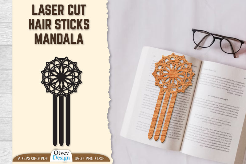 Laser Cut Mandala Hair Sticks SVG Bundle 1 - CraftNest - Digital Crafting and Art