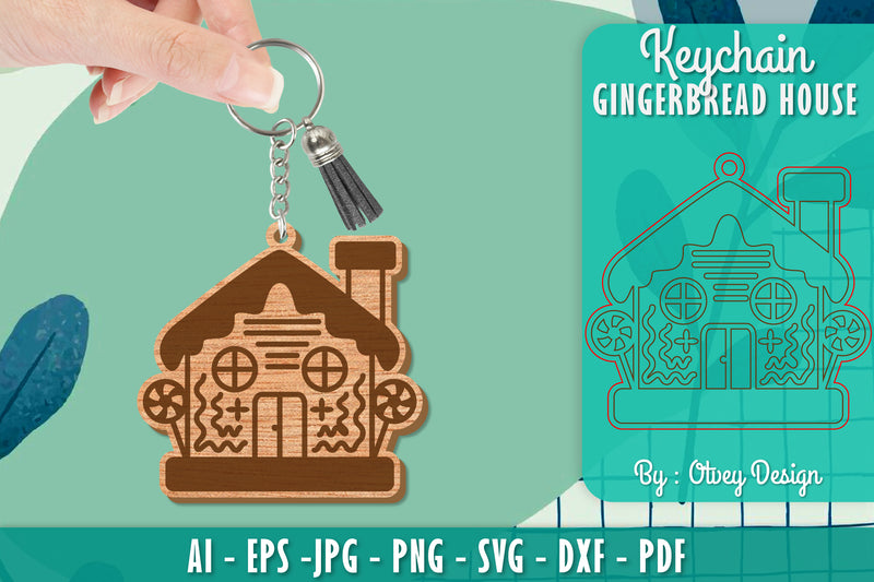 Gingerbread House Keychain Laser Cut SVG Bundle 4 - CraftNest - Digital Crafting and Art