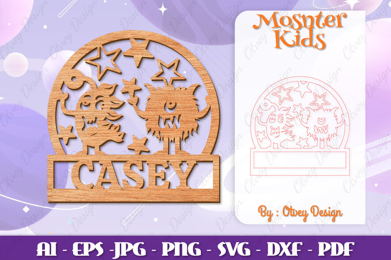 Monsters Kids Name Sign Lasercut SVG Bundle 2 - CraftNest - Digital Crafting and Art